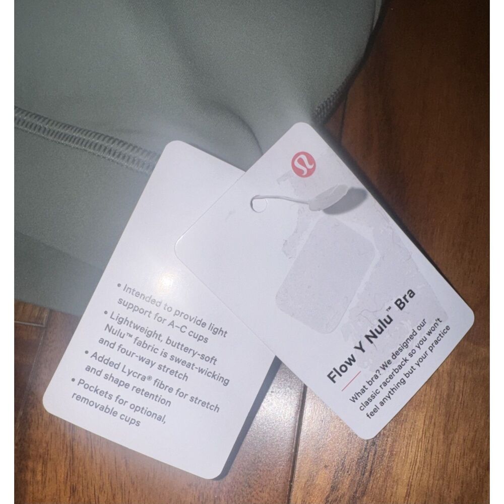 Lululemon Flow Y Nulu Bra Sage Green Light Support Yoga Sports Bra Size 8 NWT - Picture 3 of 4